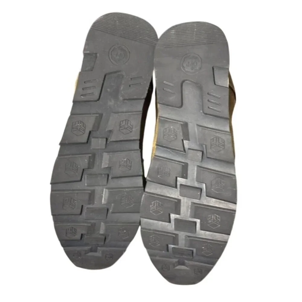 Vintage-Inspired OPP Green & Yellow Suede Running Shoes With White Laces - Picture 6 of 15